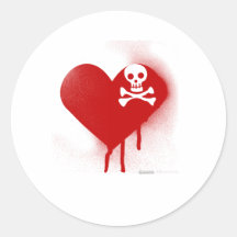 Emo Skull Heart Anti Valentines Day - Rock Grunge Round Stickers