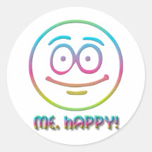 Emoticon "Me, Happy!" Round Stickers