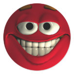Emoticon Red Round Sticker