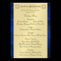 Emperor Blue Scroll Stained Glass Wedding Menu invitations