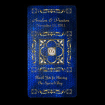 Emperor Blue Stained Glass Wine Wedding Label labels