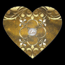 Emperor Gold Heart Stained Glass Love Sticker stickers