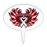 Emphysema Awareness Heart Wings Oval Cake Picks
