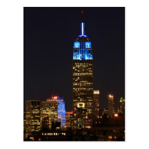 Empire State Building 30 Rock in blue for Autism 2 Post Cards