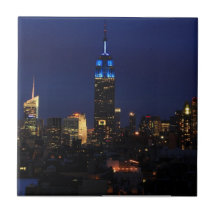 Empire State Building all in Blue, NYC Skyline Tile