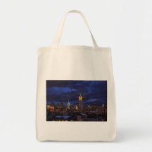 Empire State Building in Yellow, Twilight Sky 02 Canvas Bags