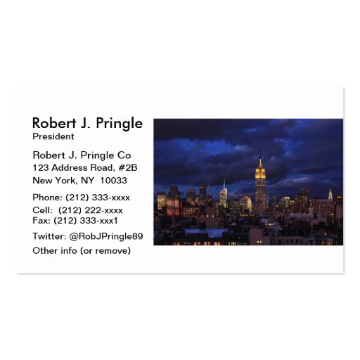 Empire State Building in Yellow, Twilight Sky 02 Business Card Template