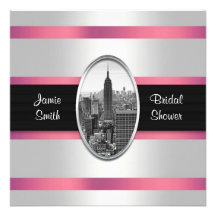 Empire State Building Shower Invite White Pink