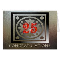 Employee 25th Anniversary Elegant Golden Red cards