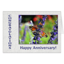 Employee Anniversary Butterfly and Flowers cards