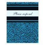 Empreinte de léopard bleu épousant des cartes de R Carton D'invitation