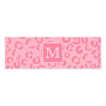 Empreinte de léopard de rose en pastel. Monogramme Carte De Visite