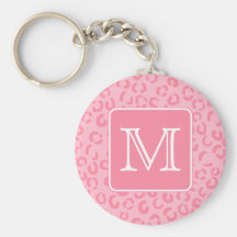 Empreinte de léopard de rose en pastel. Monogramme Porte-clés