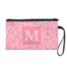 Empreinte de léopard de rose en pastel. Monogramme Sacs À Main Avec Dragonne