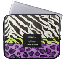 Empreinte de léopard de zèbre, douille personnalis trousse pour ordinateur portable