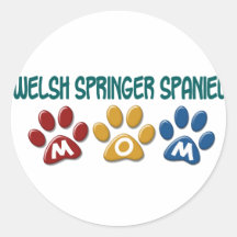 Empreinte de patte 1 de maman de SPRINGER SPANIEL  Autocollant Rond
