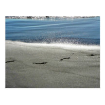 Empreintes de pas dans le sable cartes postales