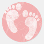 Empreintes de pas roses/blanches de bébé autocollant