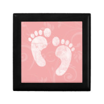 Empreintes de pas roses/blanches de bébé boîtes à babioles