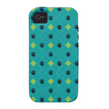 Empreintes de pattes à motifs de losanges verts coque iPhone 4