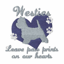 Empreintes de pattes de congé de Westies pourpres Sweatshirts À Capuche Avec Broderie