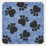 Empreintes de pattes - entretien à la patte ! Bleu Sticker Carré