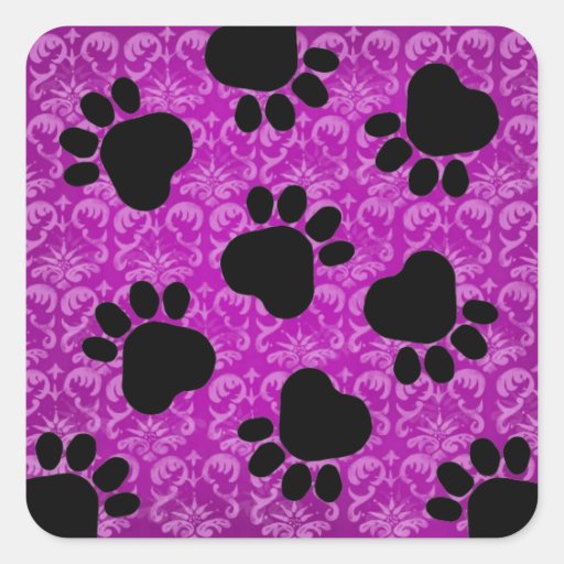 Empreintes de pattes - entretien à la patte ! Rose Sticker Carré