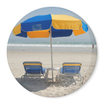 empty beach chairs magnet