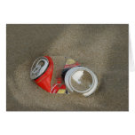 Empty Beer Can in Sand Greeting Card