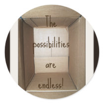 empty cardboard box2 round stickers