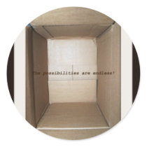 empty cardboard box round sticker