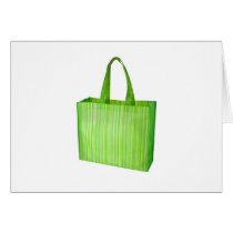 Empty green reusable grocery bag greeting card