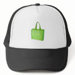 Empty green reusable grocery bag trucker hats