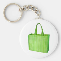 Empty green reusable grocery bag key chain