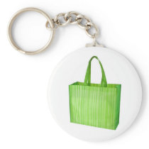 Empty green reusable grocery bag key chain