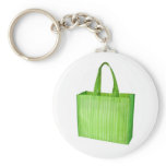 Empty green reusable grocery bag keychains