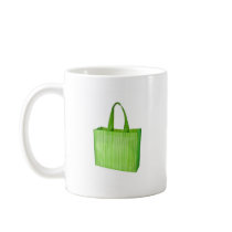 Empty green reusable grocery bag mug
