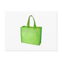 Empty green reusable grocery bag post card