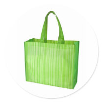 Empty green reusable grocery bag stickers