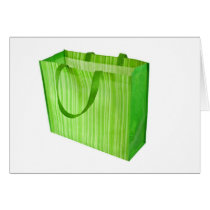 Empty green reusable shopping bag card