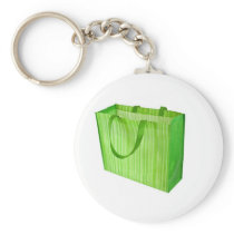 Empty green reusable shopping bag keychain
