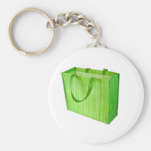 Empty green reusable shopping bag keychain