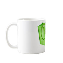 Empty green reusable shopping bag coffee mugs