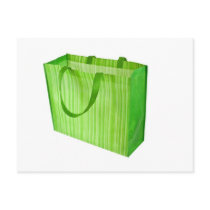Empty green reusable shopping bag postcards