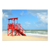 empty lifeguard stand photographic print