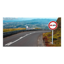 Empty road with turn custom photo card