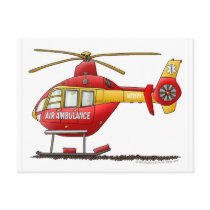 EMS EMT Rescue Medical Helicopter Ambulance Post Card
