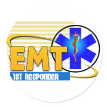 EMT 1ST RESPONDER EMERGENCY MEDICAL TECHNICIAN ROUND STICKER
