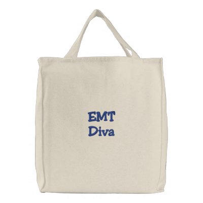 EMT Diva Embroidered Tote Bags by AmericasNextTopMommy
