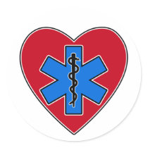 EMT Heart Round Stickers